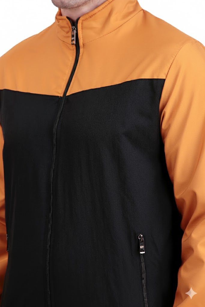 Black and Mustard Color Block Men’s Stylish Jacket.