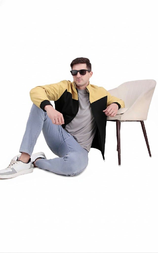 Black and Beige Color Block Men’s Casual Jacket