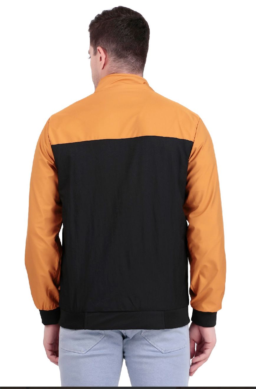 Black and Mustard Color Block Men’s Stylish Jacket.