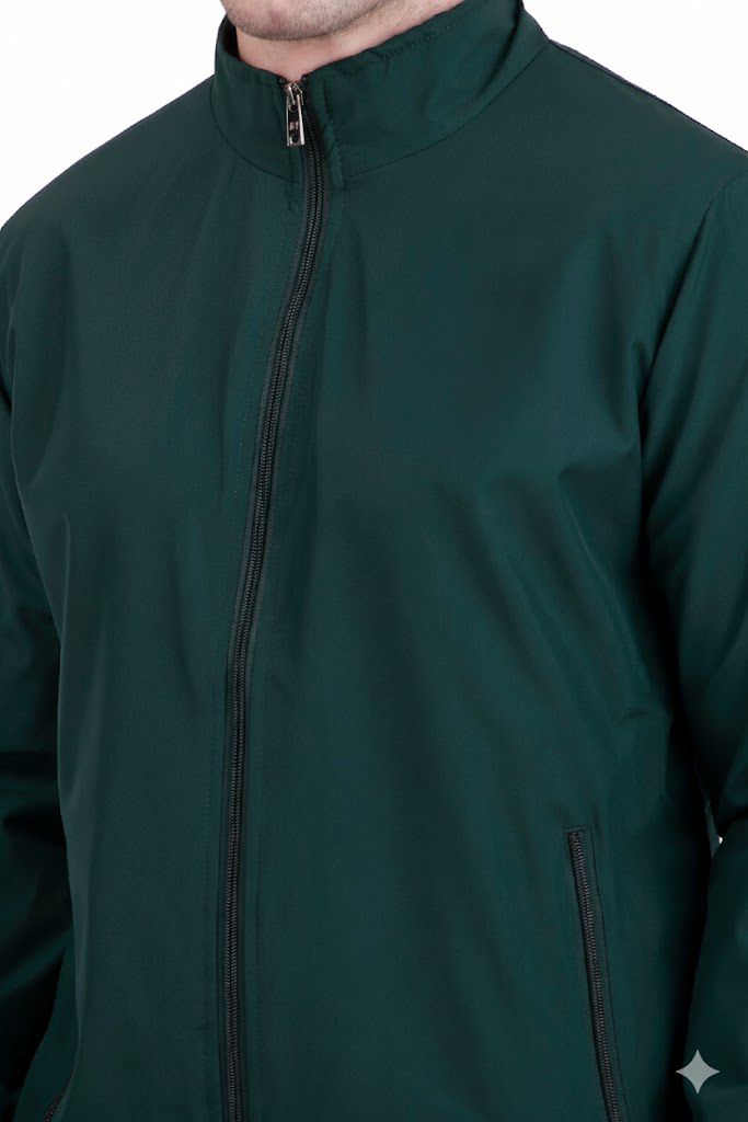 Dark Green Solid Men’s Lightweight Jacket