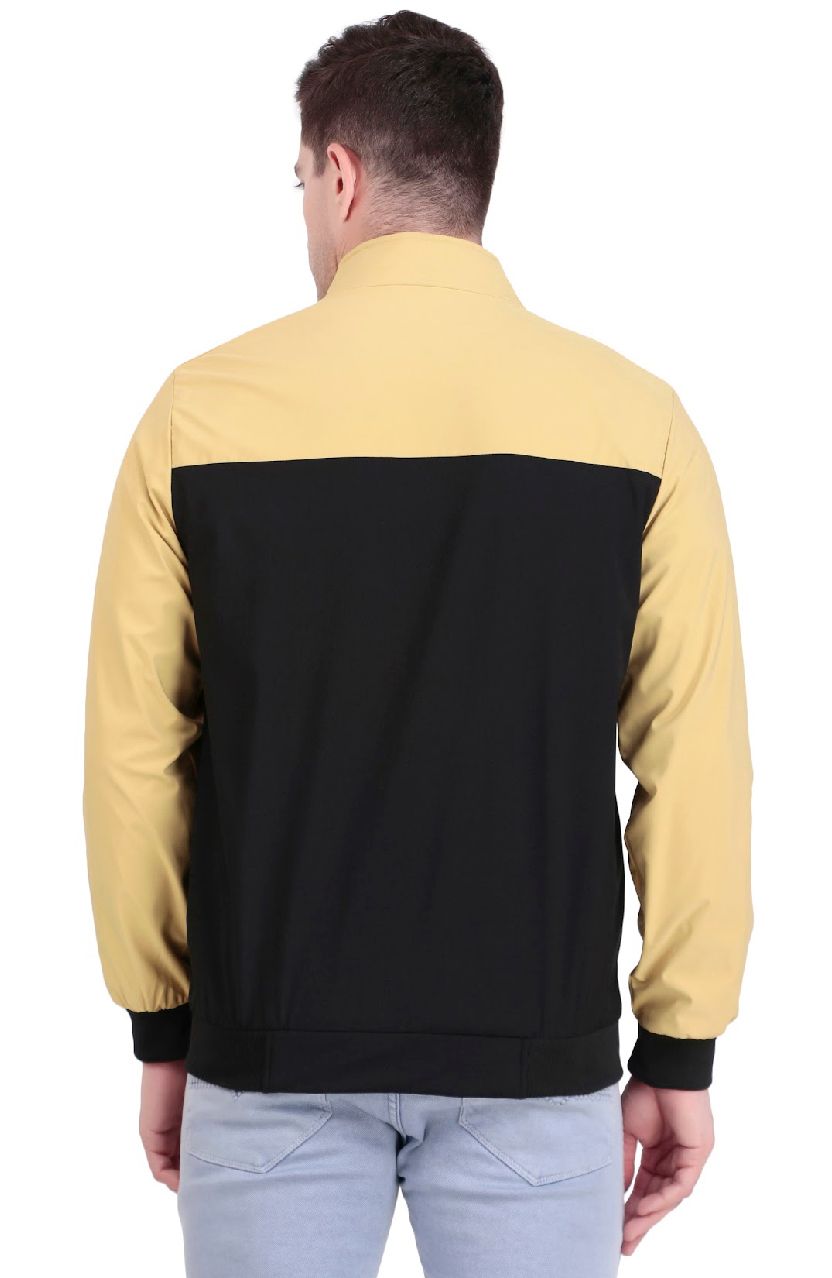 Black and Beige Color Block Men’s Casual Jacket